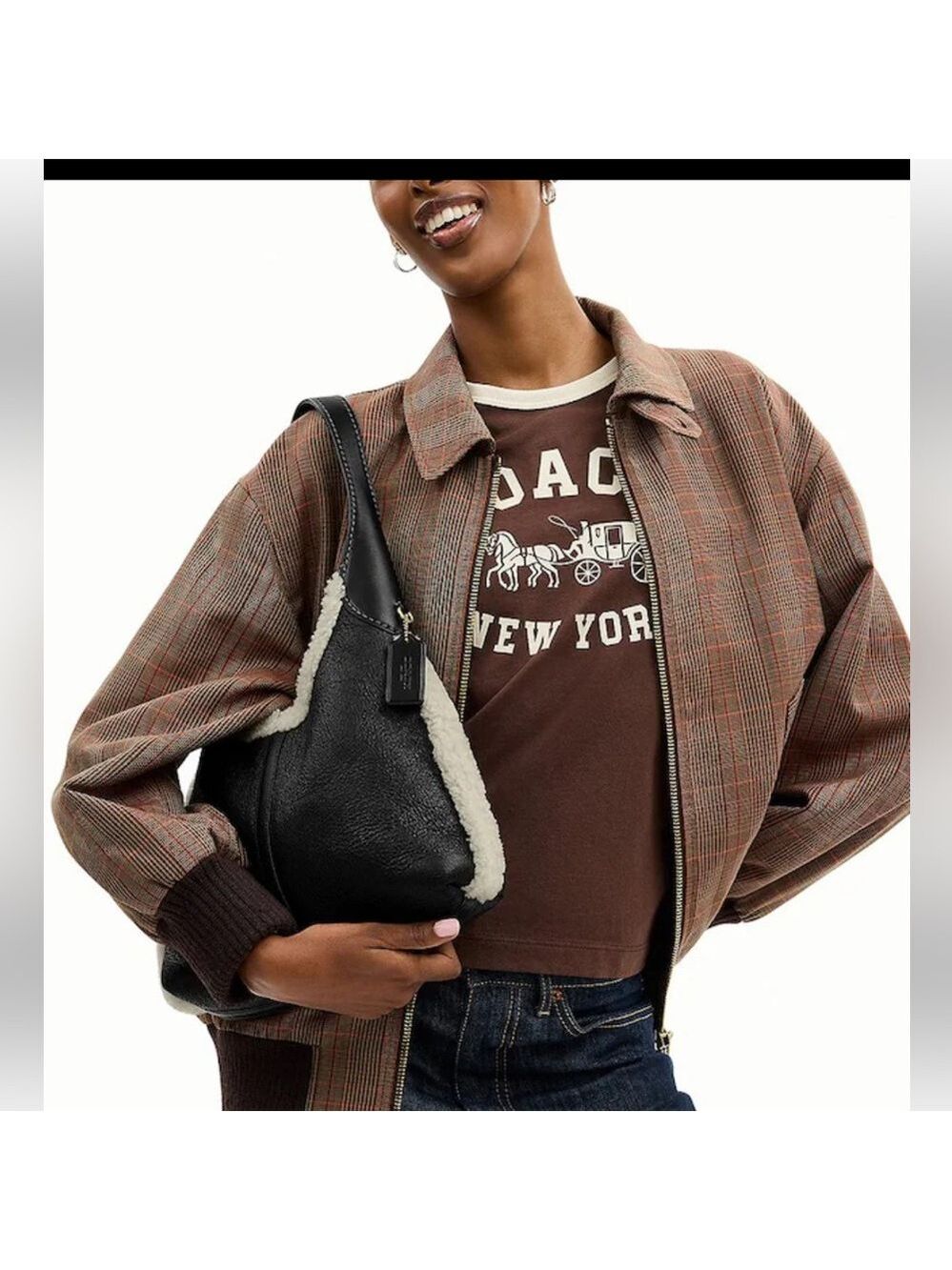 Coach - Shearling Brooklyn 28 NWT - Black Leather & Shearling w/Removable Pouch - Picture 14 of 14